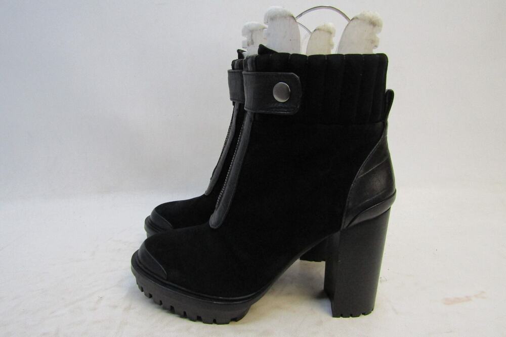 VINCE CAMUTO Womens Size 8.5 M Black Suede Zip Heeled Ankle Boots Booties